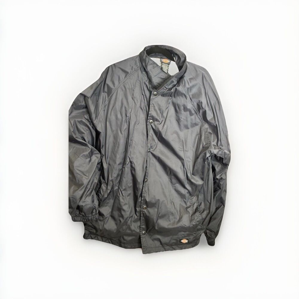 Dickies Men's Black Snap-Front Lined Jacket XL Stand-Up Collar Logo - Picture 1 of 4
